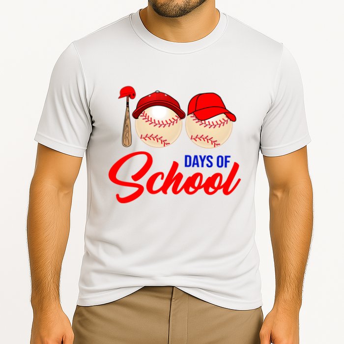 100 Days Of School Baseball Cooling Performance Crew T-Shirt