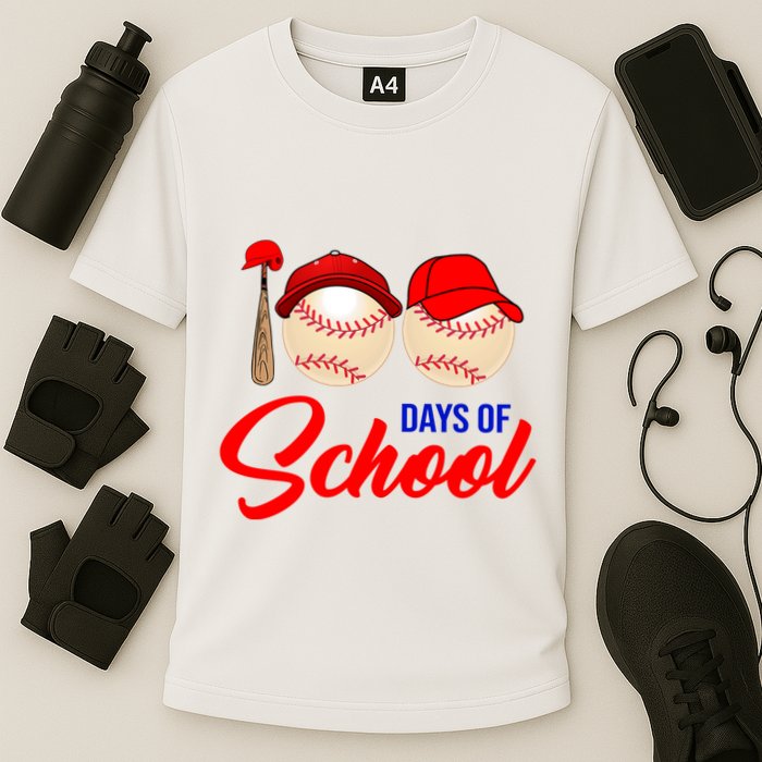 100 Days Of School Baseball Cooling Performance Crew T-Shirt