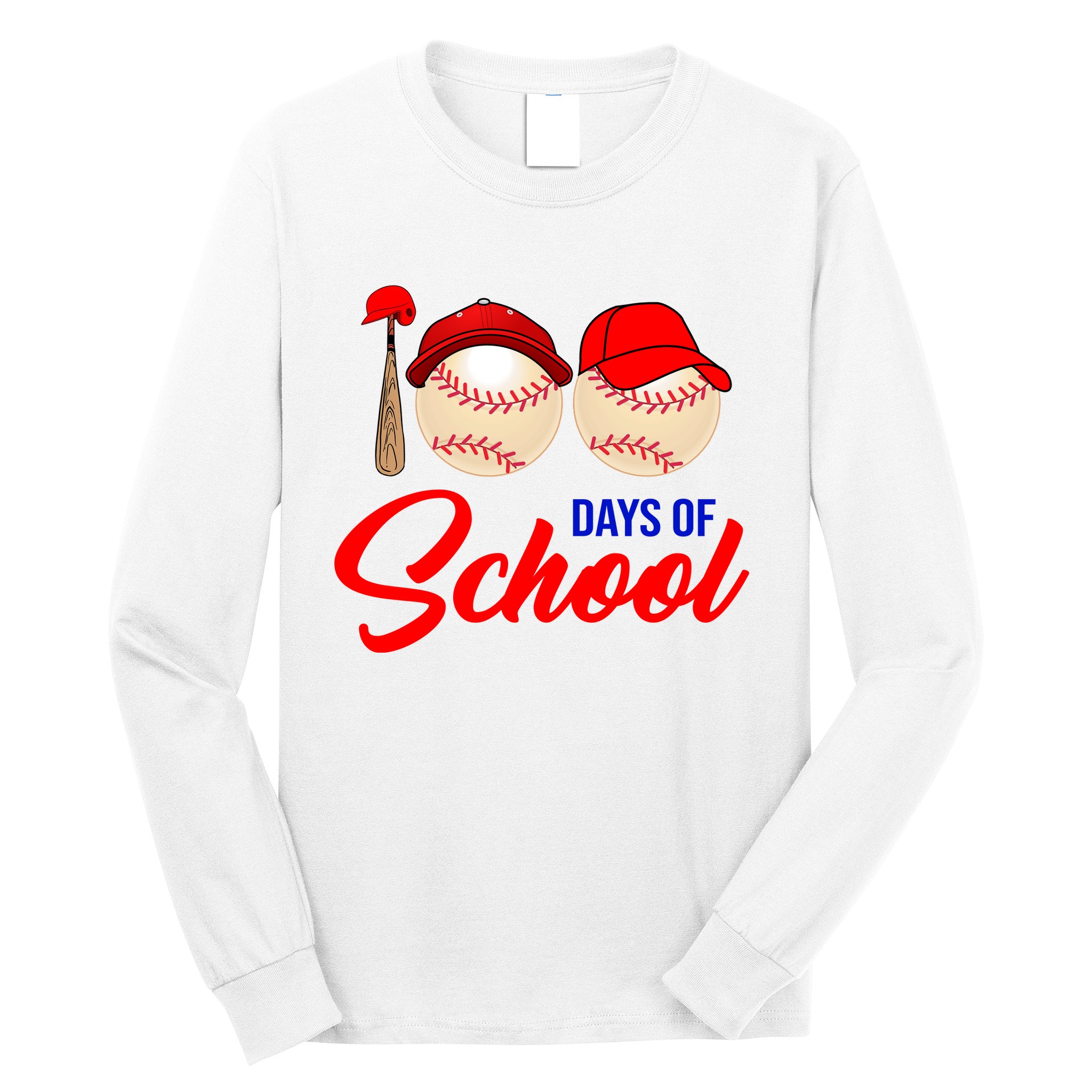 100 Days Of School Baseball Long Sleeve Shirt