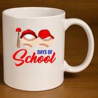 100 Days Of School Baseball 11oz C Handle Ceramic Mug