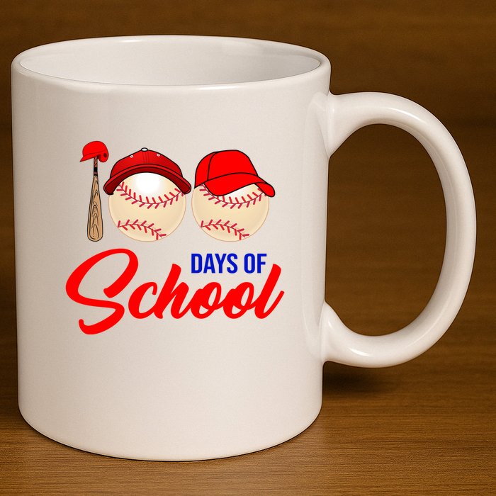 100 Days Of School Baseball 11oz C Handle Ceramic Mug