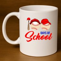 100 Days Of School Baseball 11oz C Handle Ceramic Mug