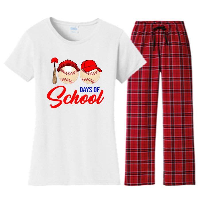 100 Days Of School Baseball Women's Flannel Pajama Set