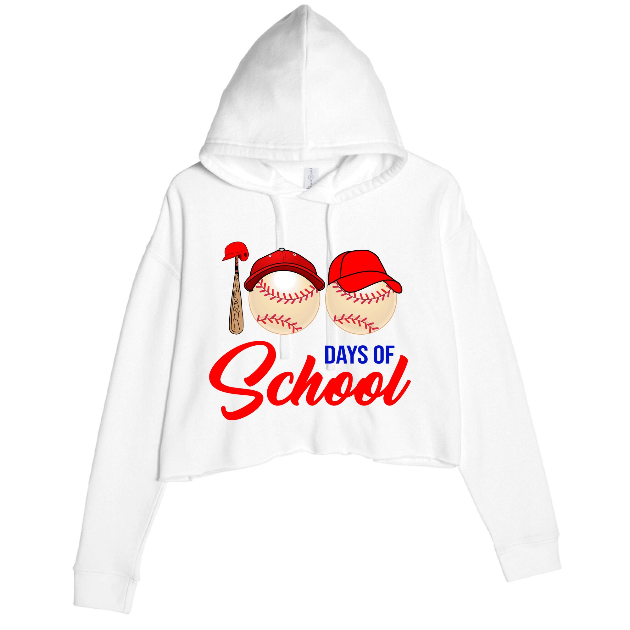 100 Days Of School Baseball Crop Fleece Hoodie