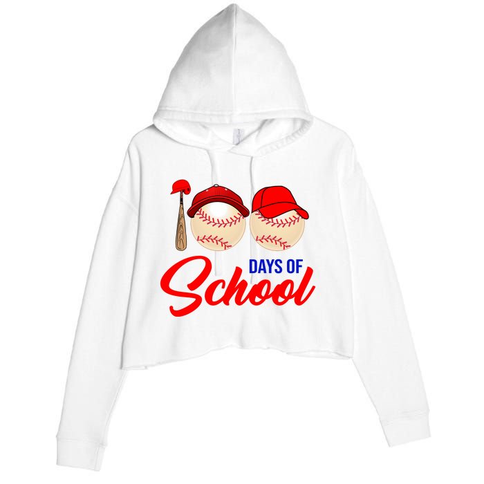 100 Days Of School Baseball Crop Fleece Hoodie