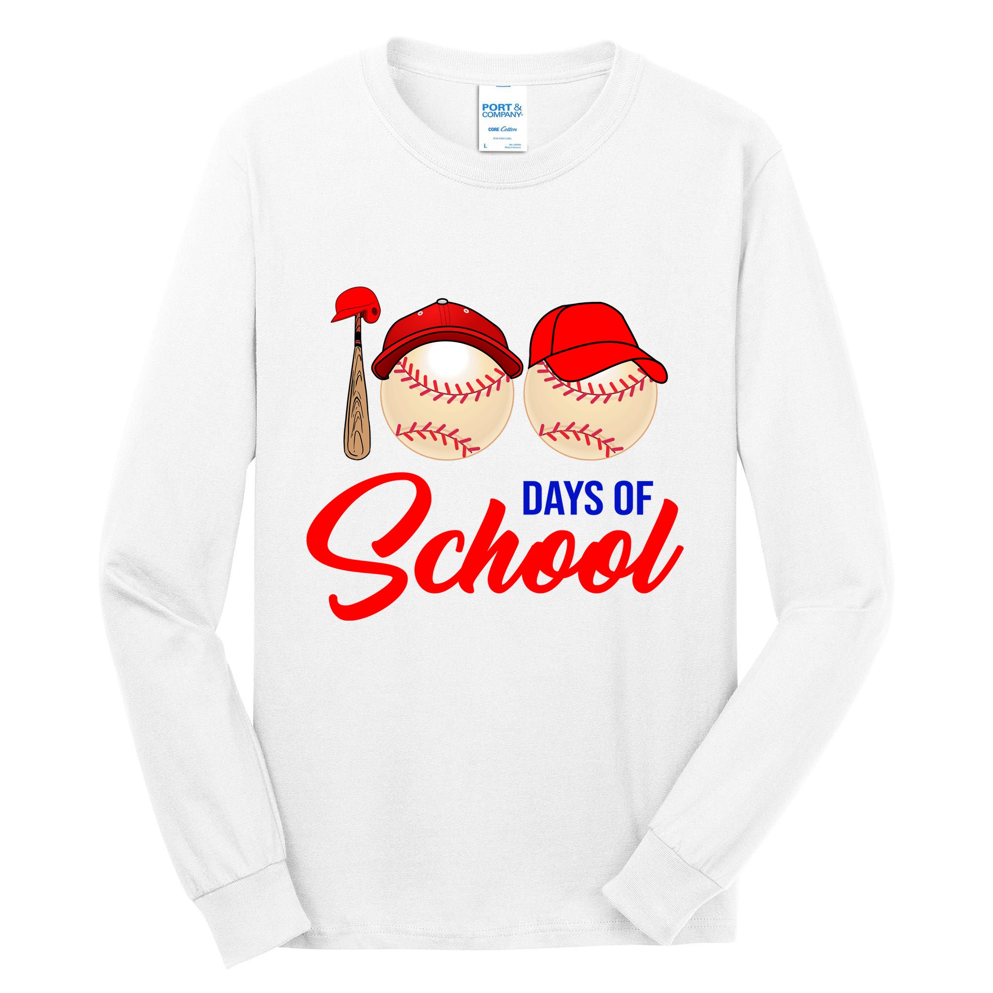100 Days Of School Baseball Tall Long Sleeve T-Shirt