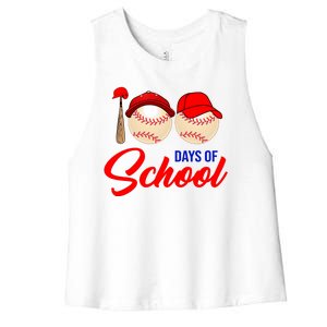 100 Days Of School Baseball Women's Racerback Cropped Tank