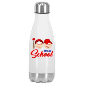 100 Days Of School Baseball Stainless Steel Insulated Water Bottle