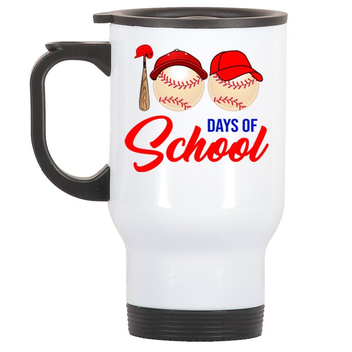 100 Days Of School Baseball Stainless Steel Travel Mug