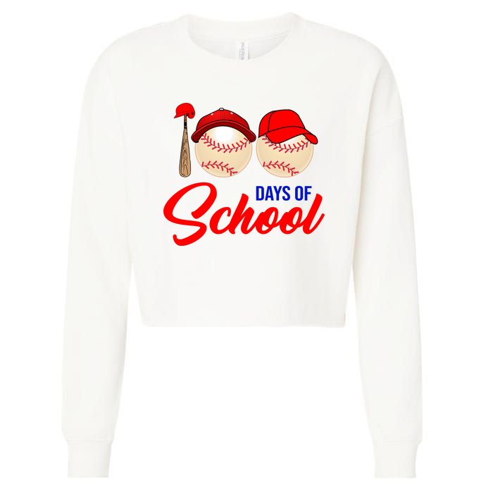 100 Days Of School Baseball Cropped Pullover Crew