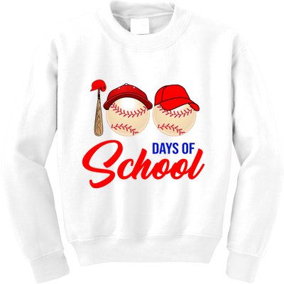 100 Days Of School Baseball Kids Sweatshirt