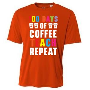 100 Days Of Coffee Teach Repeat 100 Days Of School Cute Gift Cooling Performance Crew T-Shirt