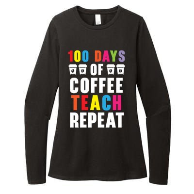 100 Days Of Coffee Teach Repeat 100 Days Of School Cute Gift Womens CVC Long Sleeve Shirt