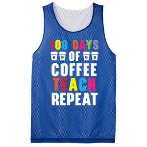 100 Days Of Coffee Teach Repeat 100 Days Of School Cute Gift Mesh Reversible Basketball Jersey Tank