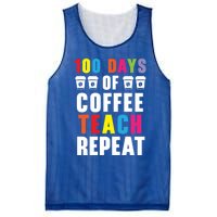 100 Days Of Coffee Teach Repeat 100 Days Of School Cute Gift Mesh Reversible Basketball Jersey Tank