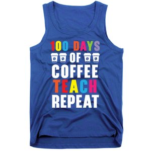 100 Days Of Coffee Teach Repeat 100 Days Of School Cute Gift Tank Top