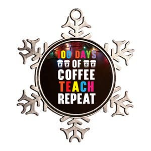 100 Days Of Coffee Teach Repeat 100 Days Of School Cute Gift Metallic Star Ornament