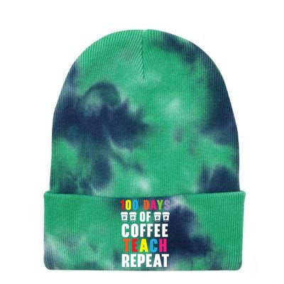 100 Days Of Coffee Teach Repeat 100 Days Of School Cute Gift Tie Dye 12in Knit Beanie