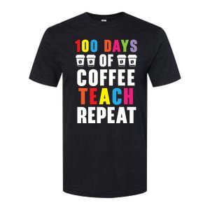 100 Days Of Coffee Teach Repeat 100 Days Of School Cute Gift Softstyle CVC T-Shirt