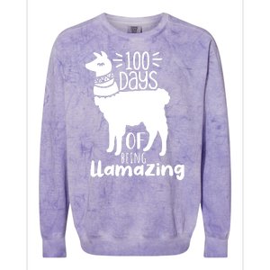 100 Days Of Being Llamazing 100 Days Of School Funny Llama Colorblast Crewneck Sweatshirt