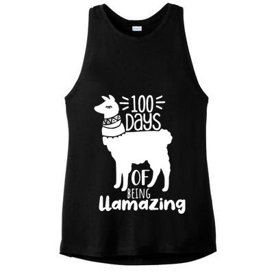 100 Days Of Being Llamazing 100 Days Of School Funny Llama Ladies PosiCharge Tri-Blend Wicking Tank