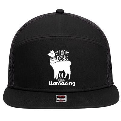 100 Days Of Being Llamazing 100 Days Of School Funny Llama 7 Panel Mesh Trucker Snapback Hat