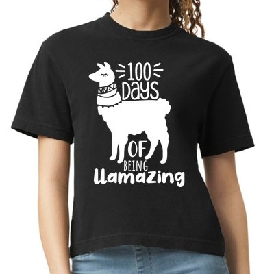 100 Days Of Being Llamazing 100 Days Of School Funny Llama Comfort Colors Boxy T-Shirt