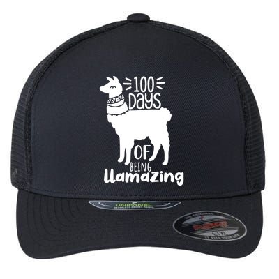 100 Days Of Being Llamazing 100 Days Of School Funny Llama Flexfit Unipanel Trucker Cap