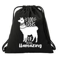 100 Days Of Being Llamazing 100 Days Of School Funny Llama Drawstring Bag
