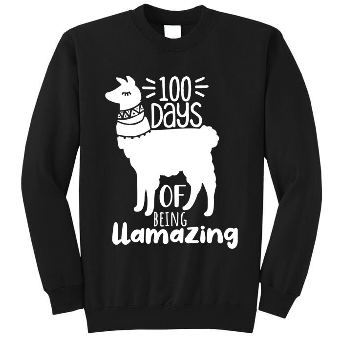 100 Days Of Being Llamazing 100 Days Of School Funny Llama Tall Sweatshirt