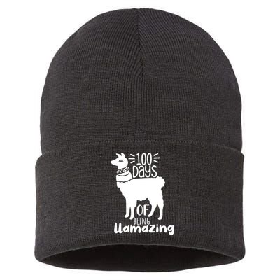 100 Days Of Being Llamazing 100 Days Of School Funny Llama Sustainable Knit Beanie
