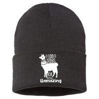 100 Days Of Being Llamazing 100 Days Of School Funny Llama Sustainable Knit Beanie