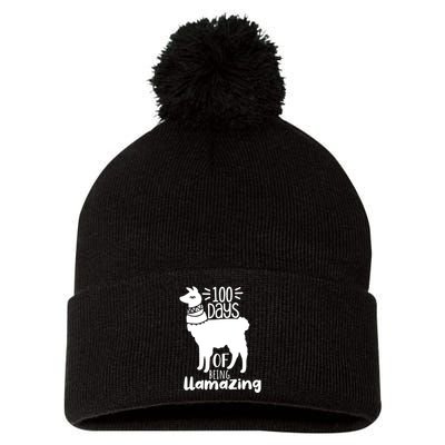100 Days Of Being Llamazing 100 Days Of School Funny Llama Pom Pom 12in Knit Beanie