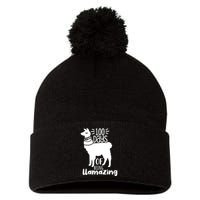 100 Days Of Being Llamazing 100 Days Of School Funny Llama Pom Pom 12in Knit Beanie