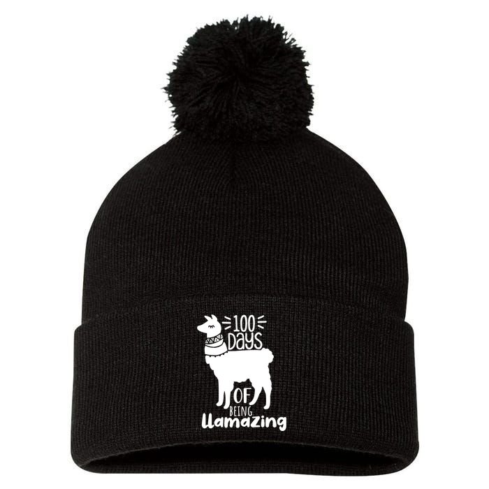100 Days Of Being Llamazing 100 Days Of School Funny Llama Pom Pom 12in Knit Beanie