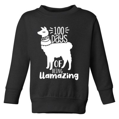100 Days Of Being Llamazing 100 Days Of School Funny Llama Toddler Sweatshirt