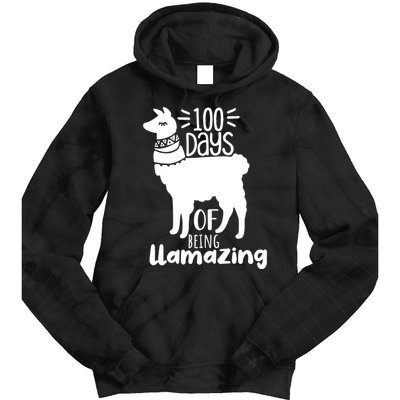 100 Days Of Being Llamazing 100 Days Of School Funny Llama Tie Dye Hoodie