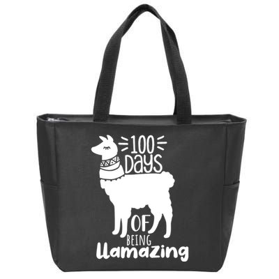 100 Days Of Being Llamazing 100 Days Of School Funny Llama Zip Tote Bag