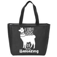 100 Days Of Being Llamazing 100 Days Of School Funny Llama Zip Tote Bag