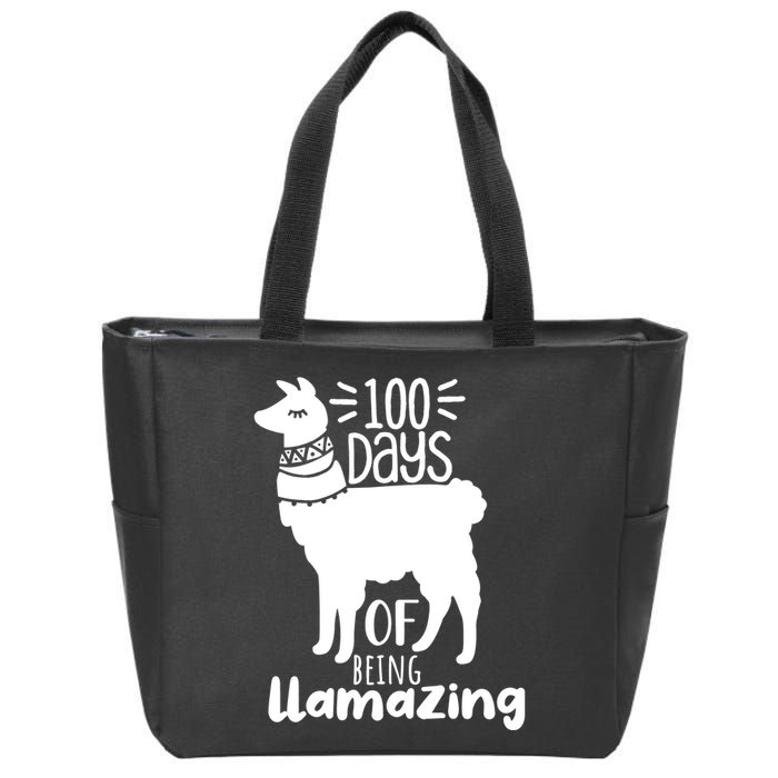 100 Days Of Being Llamazing 100 Days Of School Funny Llama Zip Tote Bag