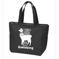 100 Days Of Being Llamazing 100 Days Of School Funny Llama Zip Tote Bag