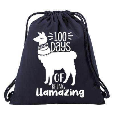 100 Days Of Being Llamazing 100 Days Of School Funny Llama Drawstring Bag