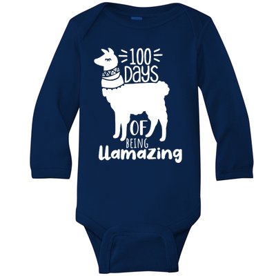 100 Days Of Being Llamazing 100 Days Of School Funny Llama Baby Long Sleeve Bodysuit