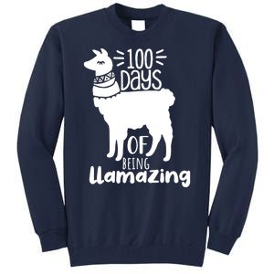 100 Days Of Being Llamazing 100 Days Of School Funny Llama Tall Sweatshirt