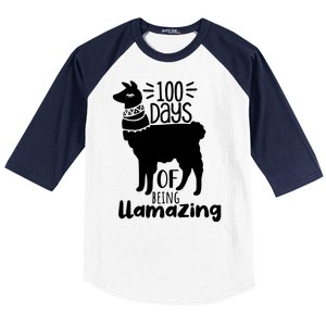 100 Days Of Being Llamazing 100 Days Of School Funny Llama Baseball Sleeve Shirt