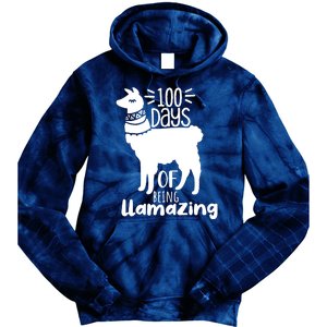 100 Days Of Being Llamazing 100 Days Of School Funny Llama Tie Dye Hoodie