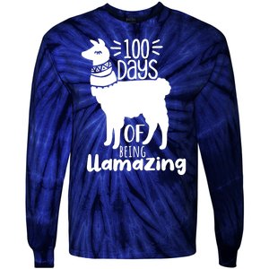 100 Days Of Being Llamazing 100 Days Of School Funny Llama Tie-Dye Long Sleeve Shirt