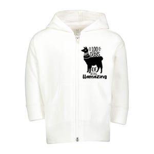 100 Days Of Being Llamazing 100 Days Of School Funny Llama Toddler Zip Fleece Hoodie