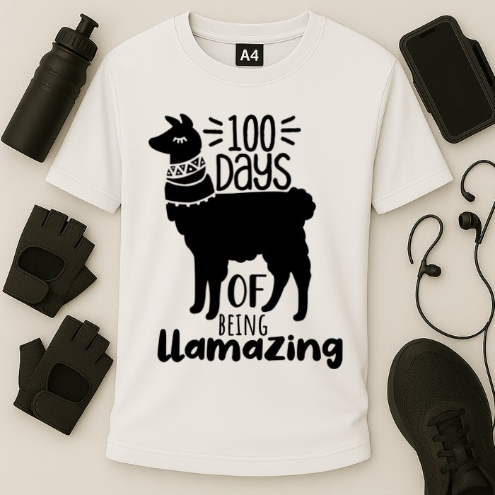 100 Days Of Being Llamazing 100 Days Of School Funny Llama Performance Shirt