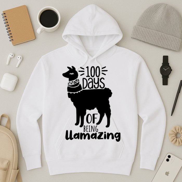 100 Days Of Being Llamazing 100 Days Of School Funny Llama Hoodie
